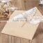 White Elegant Laser Cut Pocket Folded Wedding invitations Whit Envelope