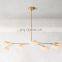 Linear brass opal matte glass globular shade living room ceiling  decorative chandelier , hotel ceiling decoration chandelier