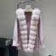 Lingqi Heijin Manteau en fourrure de renard, manteau en laine double face pour femme avec capuche, manteau-cape en laine, longueur moyenne