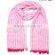 New Arrival Striped Lace Pom Pom Brim Boys Girls Baby Kids Winter Scarf