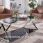Living room RB-1506 Modern black stoving varnish rectangular tempered glass coffee table with stainless steel tea table