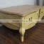 Antique Yellow Paint Solid Wood Vintage Carved Low Coffee Table
