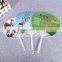Custom Logo big size plastic pp round fan pp hand fan plastic handle fan for advertisement