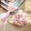 Pink Grey Handmade Fabric Flower With Resin Beaded Center,Fabric Chiffon Flower For Hair Decoration