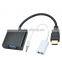 CHEERLINK 22.5cm HDMI Male to VGA Male Cable + Bisected Audio Cable Set - Black (22.5cm)