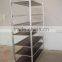 Danish trolley with plywood shelves, metal posts
