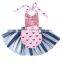 Latest cute pink requin bow print cotton clothing baby boutique romper