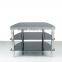 TV-2314 Modern 3 Tier Tempered Glass TV Stands TV Tables With Stainless Steel Legs