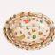 Cheap Color Oval Painted Wave Bamboo Woven Bowl Salad Cold Dish Bread Plate