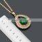 2016  elegant women's jewelry water drop green cubic zircon 18k yellow gold plated