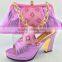 Soft leather bag and matching shoes women bag and shoes set for party
