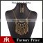 Wholesale ethnic gold jewelry set leaf tassels necklace collar and vintage drop earrings