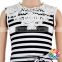 Fashion Design Black Stripe Cotton Summer Dress Sleeveless Adding Lace Girl Child Dress