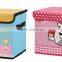 cartoon oxford cloth storage boxes,fabric non woven storage bins,collapsible foldable storage packing box with lid and handle,