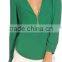 2016 New Fashion Women Autumn Sexy Long Sleeve Zipper Chiffon Blouse