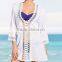 Ladies fashion crochet short white black swimming beach dress