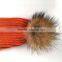 Myfur Fashion Colorful Orange Stylish Real Raccoon Fur Pompom Knitting Scarf