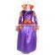 New design girl witch satin costumes hot halloween costume with pumpkin logo festival & party supplier