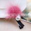 DIY handmade cute mink fur hairpin high quality mink fur clip for girl