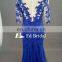 Royal Blue See Through Back Sleeves Appliques Bohemian Style Mother Of The Bride Dress For Evening