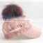 2016 Popular Six Panel Fur Pompom Thin and Sexy Lace Cap Wholesale
