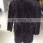 2015 ladies black pig suede and fake fur bonding jacket with curly sheep fur