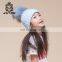 Superior Stable Blue Demountable 100% Raccoon Fur Ball Beanie Hat