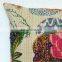 16* Kantha Cushion Pillow Cover Throw work Embroidery Handmade Indian floral print kantha Decorative Traditional Art White