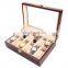 High quality top glass watch display storage case 12 slots MDF wooden gift watch box