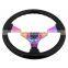 custom wholesale one piece black wood car steering wheel with control horn buttons