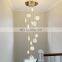Gold And Bubble Hanging LED Long Indoor Lighting Pendant Chandelier LED Light