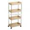 Metal Mesh Rolling Cart Space-saving Storage Rack Shelving With Basket And Cover Board