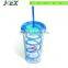Double wall straw mug with printng