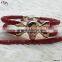 Fashion Viya Jewelry Top Sale Real Stingray Leather Bracelet Handmade Skull Bracelet with Diamond Eyes For Wholesales