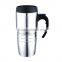 Stainless steel double wall travel mugs with handle and PP lids