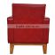 Chinese genuine leather wooden club arm chair