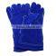 Cowhide split leather navy blue leather gloves