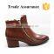 Spring Brown ladies fashion lace up Genuine leather boots