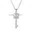 925 sterling silver CZ butterfly key pendant necklace