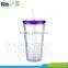 New product! Clear 20oz Double wall plastic cup with lid with best quality 2015 calendars