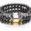 Volcano black agate tiger's eye Metal dumbbell bead bracelet