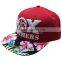 Fashion custom cotton material snapback caps with raised logo embroidery