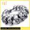 Jingli jewelry stainless steel silver jewelry cheap skull bead head bracelet for men, skull bracelets for men and women