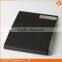 Personalized black leather business card holder with metal frame and customized LOGO