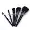 Wholesale 5pcs beautiful private label cosmetics makeup brush set black VEGAN wooden synthetic hair make up brushes