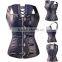 Keepable Spiral Steel Boned PU Faux Leather Steampunk Waist Training Corset For Women