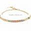 Three Tone Plated Bangle Bracelet With Extension Link Chain