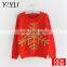 Women Pink Sweater Snowflake Pattern Christmas Pullover
