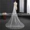 2017 hot sale tulle applique train lace cathedral wedding bridal veils Fashionable long Tulle beaded Wedding Bridal Veils