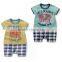 summer cartoon hippo elephant short sleeve pure cotton baby boy romper